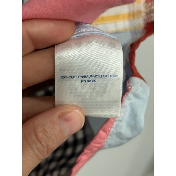 Lands End Womens Patchwork Button-Up Cotton Shirt Multicolor Size Large 14 - Picture 6 of 9